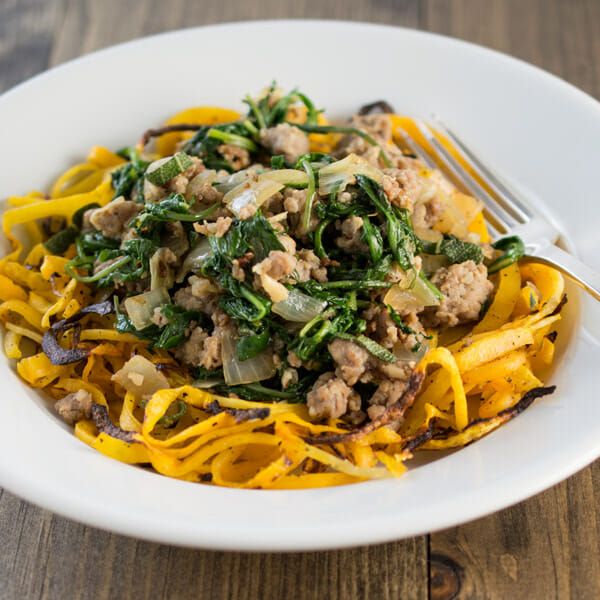 Sausage and Kale over Butternut Noodles