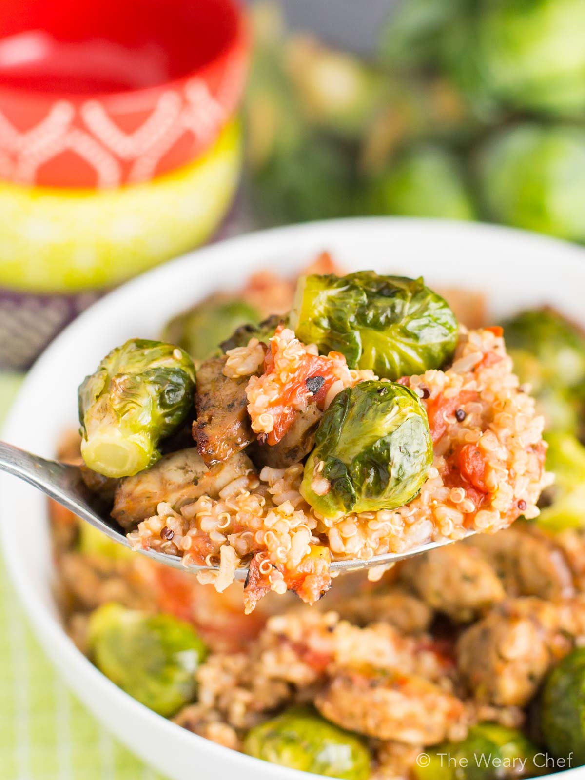 Quinoa With Sausage and Roasted Brussels Sprouts